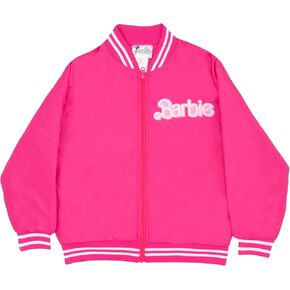 Barbie Girls Bomber Jacket, Zip-Up Bomber Jacket for Girls, Girl Power Outerwear, Varsity Jacket for Girls
