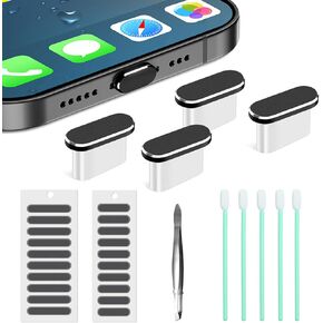 USB C Dust Plug, 4 Pack USB C Dust Cover Type C Anti Dust Port Plug Charging Port Protector Cap with Speaker Dust Cover for iPhone 15 Series, Samsung Galaxy S24-S20,Note, A Series, All USB C Devices