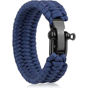 Oadnfa Survival Bracelet,Tactical Paracord Bracelet with Forged Stainless Steel U-Type Shackle Connection Three-Holes Adjustable,Bearable 550 lb Disassembled Parachute Rope for Emergency,Pair with Adventurers
