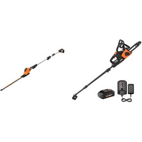 WORX WG252.9 20V Power Share 2-in-1 20" Cordless Hedge Trimmer + Pole Attachment Bundle