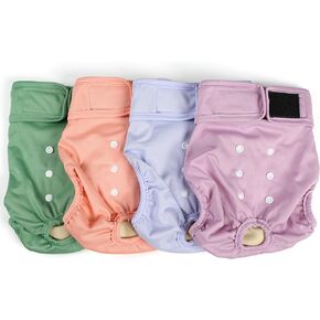 4Pack Dog Diapers Female Washable, Reusable Diaper for Doggie, Highly Absorbent Dogs Diaper, Adjustable Leakproof Puppy Diapers Skirt for Heat, Incontinence, Period Doggy Nappies M