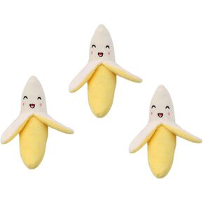 3 Pieces Yellow Banana Plush Squeeze Squeaker Puppy Dog Toys Plush Dog Chew Toys (Banana) Dog Squeak Toys