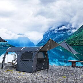 2-Room Camping Tent, Bicycle Camping Tent, Bicycle Storage Tent, 2-Room Family Tent, 1 Storage and Recreation Room, Curtains and Netting for Room divisions, Family Tent for Outdoor Bike Tours