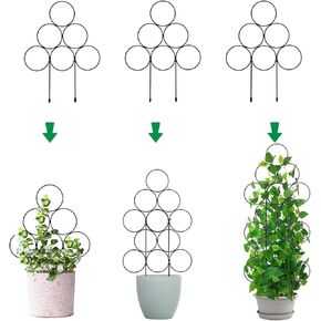 4 Pack Indoor Trellis Small Trellis for Potted Plants, 15.7 Inch Stackable House Plant Trellis for Climbing Plants, Indoor Plant Trellis Decorate Plant as Christmas Tree, Metal Trellis for Ivy Vine