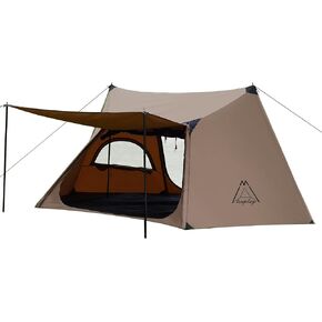 TENPLAY 210gsm TC Canvas Shelter,Waterproof 500mm,Camping Tent,1-2Person Backpacking Tent,Double Door&Window,Stove Jack,Fire-Retardant&Windproof,Portable,Easy Setup,4Season for Family Camping,Hiking.