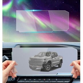 Tempered Glass Screen Protector Foil Compatible with 2024 2023 2022 Chevy Silverado 1500/2024 Silverado 2500HD 3500HD 13.4 Inch Touchscreen Accessories Protective Film 9H Anti-Fingerprint HD