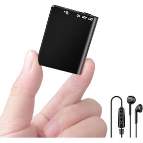 32GB Voice Recorder,Slimmest Voice Activated Recorder one-Key Recording Password Protection Audio Recorder Dictaphone with 400 Hours Recording Capacity for Lecture, 1.18" x 1.57" x 0.23"