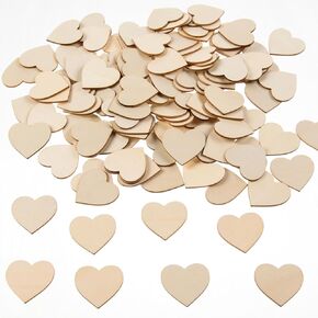 120 Pcs 1.5 Inch Small Wooden Hearts for Crafts Unfinished Wood Hearts Cutouts Blank Wood Hearts Slices Embellishments for DIY Crafts, Guest Book, Valentine's Day, Wedding, Mother's Day Decor