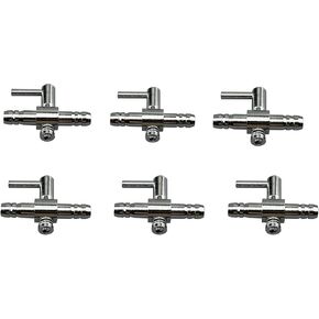 6PCS Unidirectional Air Flow Tube Stainless Steel Pump Rod Control Valve Aquarium Fish Tank (Silver)
