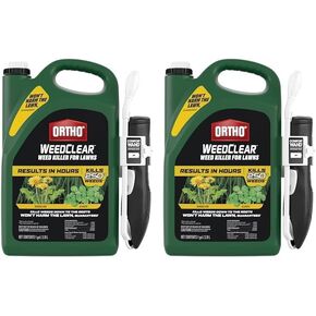 Ortho WeedClear قاتل الأعشاب للعشب: مع عصا مريحة، لن يضر العشب (عند استخدامه حسب التوجيهات)، يقتل الهندباء والبرسيم، 1 جالون.
