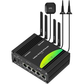 LINOVISION Industrial Teltonika 5G Cellular Router RUTM50 with Dual Band WiFi, Dual SIM Cards, Built-in GPS and GNSS, Industrial 5G Modem for North America