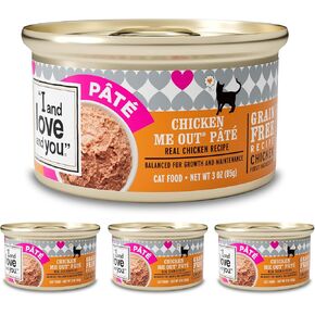 I AND LOVE AND YOU Wet Cat Food - Chicken Me Out Pâté - Chicken Recipe, Grain Free, Filler Free, 3oz Pack of 4 Cans