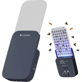 Mosalogic Flying Insect Trap Plug-in Mosquito Killer Indoor Gnat Moth Catcher Fly Tapper with Night Light UV Attractant Catcher for Home Office White-1PACK
