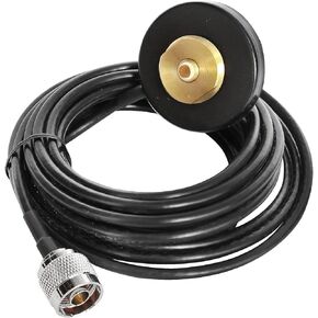 NMO Magnetic Mount Base with 5M(17ft) RG-58 Coaxial Cable PL-259/N-J/Mini-UHF Plug for NMO Car Bus Taxi Mobile Antenna (N-J)