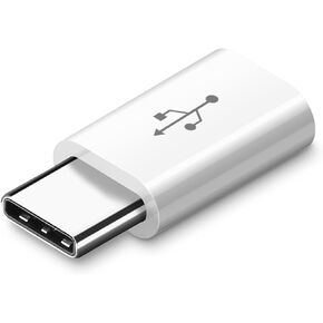 Mirco USB to USB Type C Adapter, Micro-USB Female to USB-C Male Convert Connector for Charging Data Transmission (White)