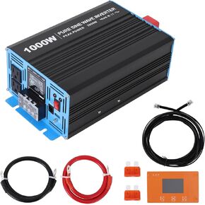 1000W Pure Sine Wave Inverter - 12v to 120v Inverter Built-in 5V/2.1A USB Port with Hardwire Remote Controller, LED Indicator/Display,for Home, Rv, Truck