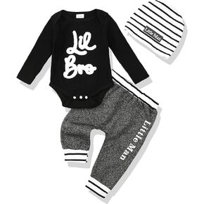 XUANHAO Infant Baby Boy Clothes Newborn Boy Outfits Long Sleeve Newborn Outfit Romper Tops Long Pants Hat Set 3PCS