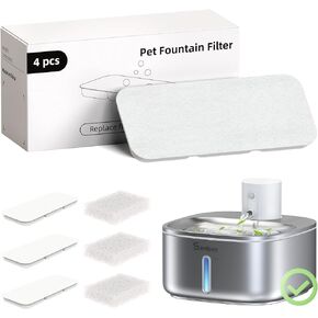 3-Pack Replacement Filters for Stainless Steel Pet Water Fountain with Pre-Filter Sponges Long-Lasting, Multi-Layer Filtration