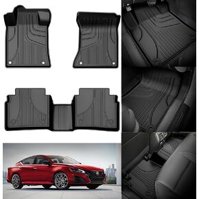 Original Floor Mats for 2019-2024 Nissan Altima All Models - Custom Fit Automotive TPE Floor Liners - All Weather Car Floor Mats for Nissan Altima 2019-2024 1st & 2nd Row Full Set Rubber Floor Liners