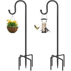 ANIDEER 48" Shepherds Hooks for Outdoor, Heavy Duty Garden Bird Feeder Pole for Hanging Bird Feeder, Plant Baskets, Solar Light Lanterns, Outdoor Plant Hanger Hook with 5 Base Prongs,1 Packs