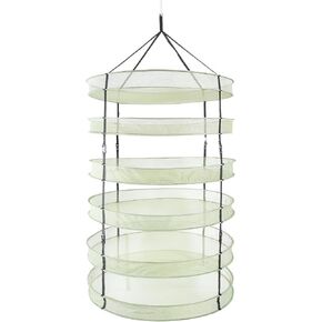 iPower 2 Feet 4 Layer Herb Drying Rack Hanging Foldable Dry Net with Heavy Duty Rings and Carrying Bag, for Plants, Seeds, and Buds, Green
