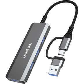 USB C to USB Hub 4 Ports,Type C to USB 3.0 Hub with a USB C to USB Adapter (USB 3.0),USB 3.0 Hub Multi Port Expander for MacBook Pro,iPad Pro,Chromebook,Pixelbook,Dell,Samsung Galaxy,iPhone 15 16 Pro
