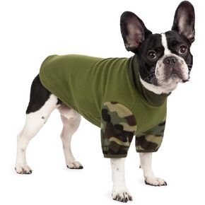 Dog Cold Weather Coat, Dog Warm High Collar Pajamas Onesie Dog PJS Camo Sweaters Jacket Pet Clothes Sweatshirt for Small Medium Dogs (Grey Blue Camo,XL)
