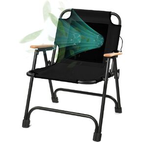 KNINE OUTDOORS Foldable Beach Chair Camping Chair with Fan, with USB-Powered Cooling System, for Camp, Beach, Fishing (Blue)
