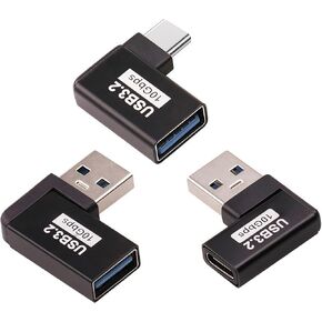 Pastall [90° Angle / 10Gbps] USB 3.2 Adpter, 3 Styles of USB 3.2 to USB Adapters- USB A Male to Female Coupler, USB A Male to USB C Femsle Coupler, USB C Male to USB Female Adapter - High Speed