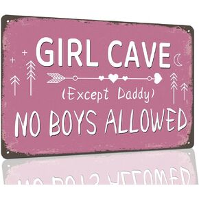 Little Babe Cave Door Sign 12""x8"" Aluminum Sign Baby Girl Nursery Decor for Girls Baby Girl Nursery Room Wall Art Bedroom Living Room Kids Bedroom Decor Wall Art in Saudi Arabia