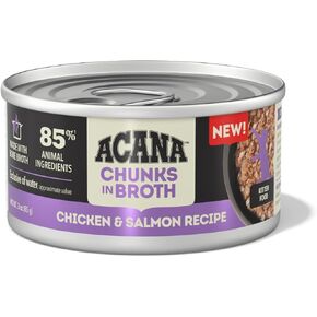 ACANA Chunks in Broth Chicken & Salmon Recipe for Kittens, 3oz (Pack of 12)