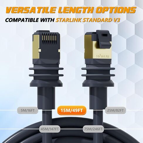 BarBaren Starlink Gen 3/Mini Cable, 246 FT/75 M Starlink Ethernet Cable for Starlink Standard V3 Dish/Mini Extension Replacement Cable Starlink Accessories - Waterproof Gray in Kuwait