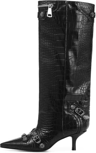 Oiamenne Knee High Boots for Women Wide Calf Boots Pointed Toe Tall Boots Kitten Heel Boots Womens Fall Winter Boots for Party Gifts Dress in Kuwait