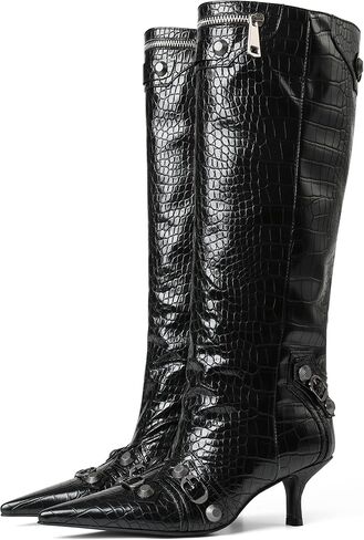 Oiamenne Knee High Boots for Women Wide Calf Boots Pointed Toe Tall Boots Kitten Heel Boots Womens Fall Winter Boots for Party Gifts Dress in Kuwait