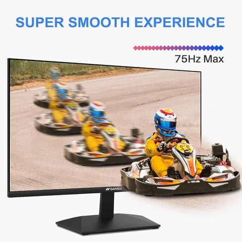 شاشة SANSUI مقاس 22 بوصة 1080 بكسل FHD 75 هرتز مع HDMI VGA، شاشة LED مريحة للغاية قابلة للإمالة للعناية بالعين للمكتب المنزلي (يتضمن كابل HDMI ES-22F1) (متجدد) in Saudi Arabia