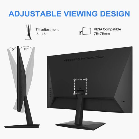 شاشة SANSUI مقاس 22 بوصة 1080 بكسل FHD 75 هرتز مع HDMI VGA، شاشة LED مريحة للغاية قابلة للإمالة للعناية بالعين للمكتب المنزلي (يتضمن كابل HDMI ES-22F1) (متجدد) in Saudi Arabia