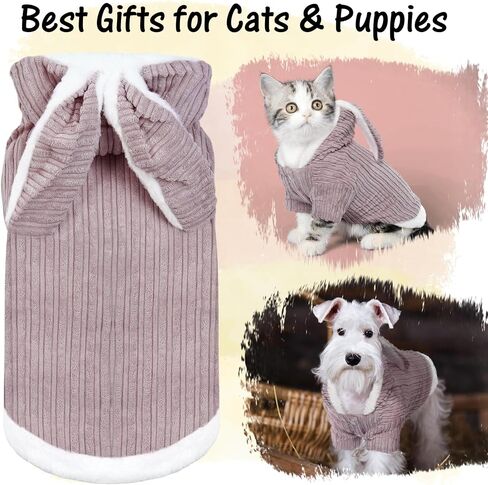 DENTRUN Sphynx Hairless Cats Rabbit Costume Kitten Warm Hoodie Winter Sweater Cute Pullover Shirts Breathable Cat Sweatshirt Wear Adorable Christmas Halloween Clothes Jumpsuit in Saudi Arabia