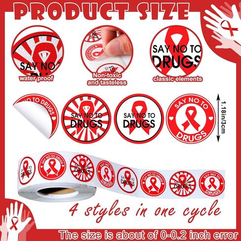 Teling 1000 Pcs Red Ribbon Week Stickers Pink Ribbon Awareness Stickers for Heart Aids HIV Awareness and Women Breast Cancer for Fundraising School Events Campaigns Support Groups (Classic) in Saudi Arabia