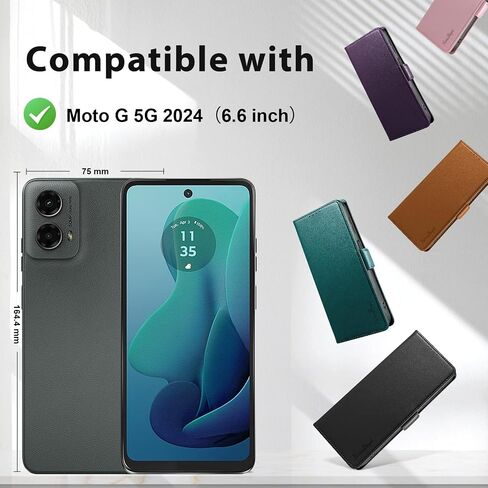 حافظة محفظة قابلة للطي لهاتف Moto G 5G (2024) - [RFID] حامل بطاقات فاخر من جلد البولي يوريثان غطاء هاتف مغناطيسي مع مسند، حافظة واقية مقاومة للصدمات، بني in Saudi Arabia