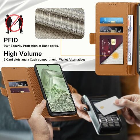 Wallet Flip Case for Moto G 5G (2024) - [RFID Blocking] Luxury PU Leather Card Holder Magnetic Phone Cover with Kickstand,Shockproof Protective Case,Brown in Saudi Arabia