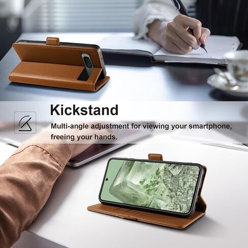 Wallet Flip Case for Moto G 5G (2024) - [RFID Blocking] Luxury PU Leather Card Holder Magnetic Phone Cover with Kickstand,Shockproof Protective Case,Brown in Saudi Arabia