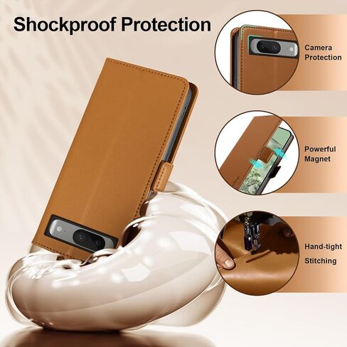 Wallet Flip Case for Moto G 5G (2024) - [RFID Blocking] Luxury PU Leather Card Holder Magnetic Phone Cover with Kickstand,Shockproof Protective Case,Brown in Saudi Arabia
