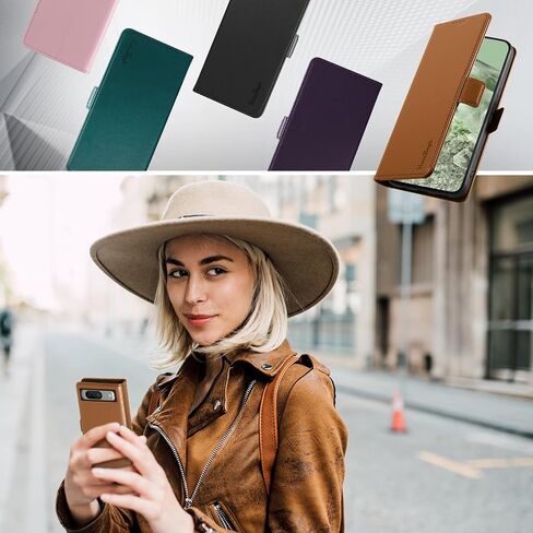 Wallet Flip Case for Moto G 5G (2024) - [RFID Blocking] Luxury PU Leather Card Holder Magnetic Phone Cover with Kickstand,Shockproof Protective Case,Brown in Saudi Arabia