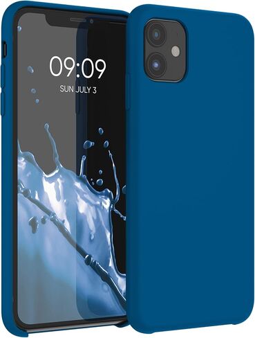 kwmobile Case Compatible with Apple iPhone 11 Case - TPU Silicone Phone Cover with Soft Finish - Blue Reef in Saudi Arabia