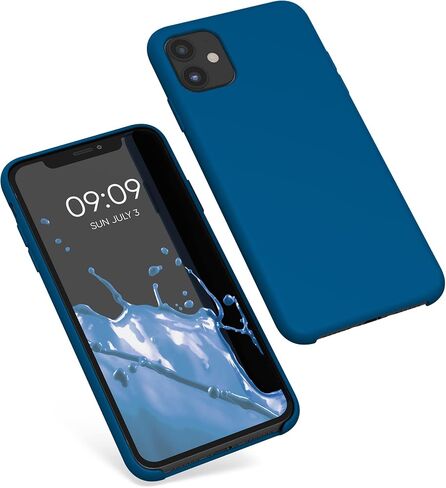 kwmobile Case Compatible with Apple iPhone 11 Case - TPU Silicone Phone Cover with Soft Finish - Blue Reef in Saudi Arabia