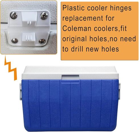 مجموعة مفصلات ومسامير بلاستيكية بديلة من Ansook Cooler - متوافقة مع مبردات Coleman 5253 6262 6270 استبدال مفصلات التبريد - لمفصلات تبريد المطاط (مجموعة من 6) in Kuwait