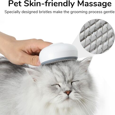FUKUMARU Cat Steam Brush, 3 in 1 Cat Shedding Brush, Pet Steam Brush with Water Tank and USB Rechargeable, Self Cleaning Brush for Dog with Release Button, Remove Static Flying Tangled Hair, White in Saudi Arabia