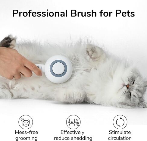 FUKUMARU Cat Steam Brush, 3 in 1 Cat Shedding Brush, Pet Steam Brush with Water Tank and USB Rechargeable, Self Cleaning Brush for Dog with Release Button, Remove Static Flying Tangled Hair, White in Saudi Arabia