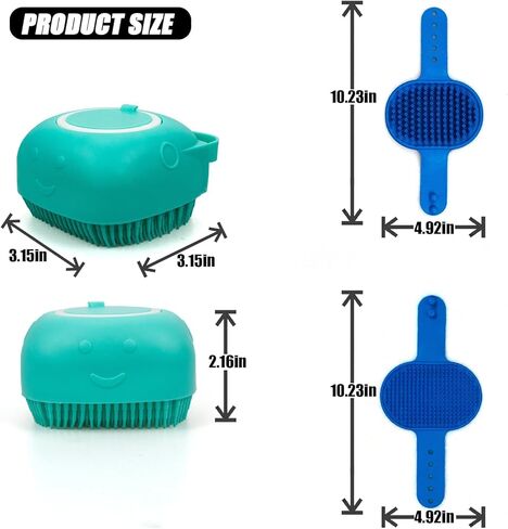3 قطع من فرش حمام الحيوانات الأليفة مع موزع شامبو السيليكون، وظيفة التدليك، ومقبض دائري قابل للتعديل، مثالية للكلاب والقطط ذات أنواع الشعر المختلفة أثناء الاستحمام. in Kuwait