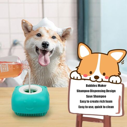3 قطع من فرش حمام الحيوانات الأليفة مع موزع شامبو السيليكون، وظيفة التدليك، ومقبض دائري قابل للتعديل، مثالية للكلاب والقطط ذات أنواع الشعر المختلفة أثناء الاستحمام. in Kuwait
